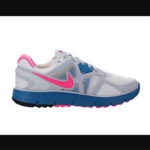 Nike LunarGlide3 White/Turq/Gray/Pink Sz 8